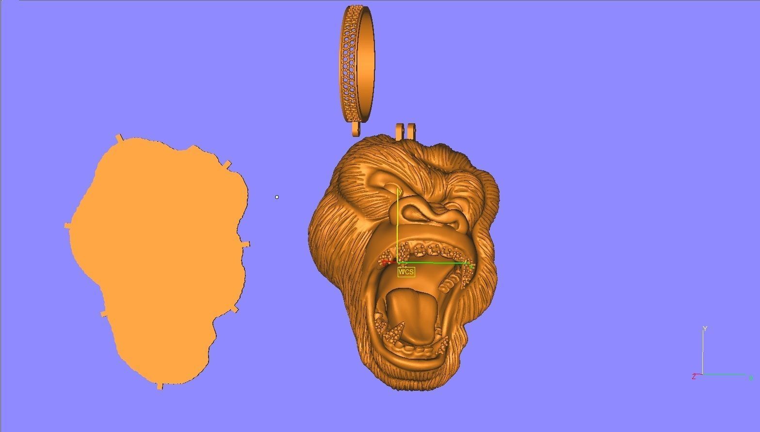 Angry gorilla face pendent  3D print model_3