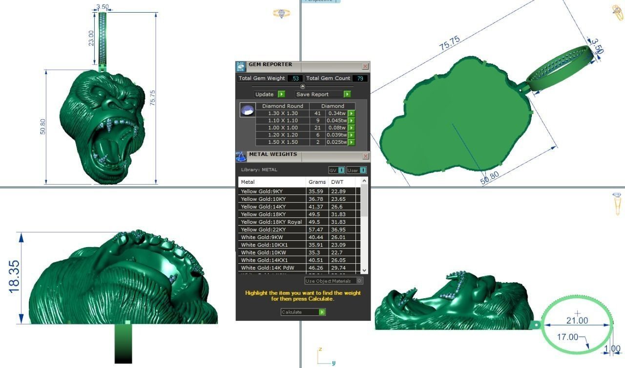 Angry gorilla face pendent  3D print model_2