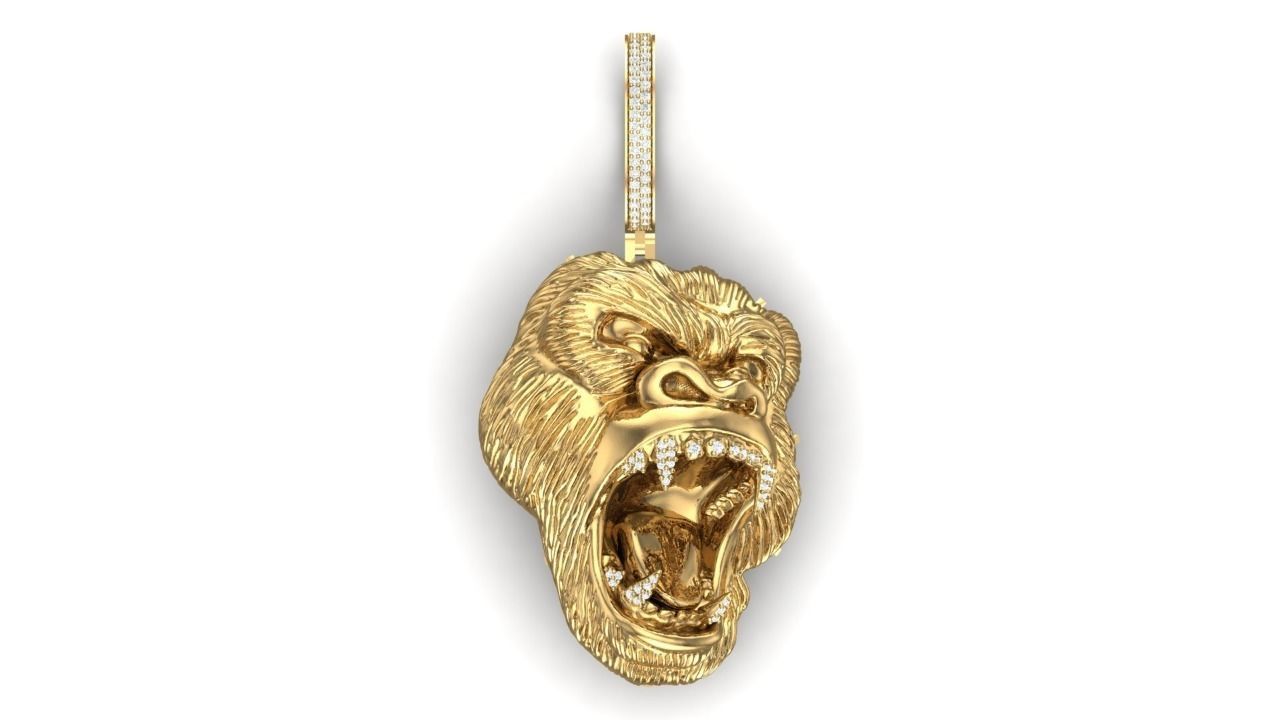 Angry gorilla face pendent  3D print model_1