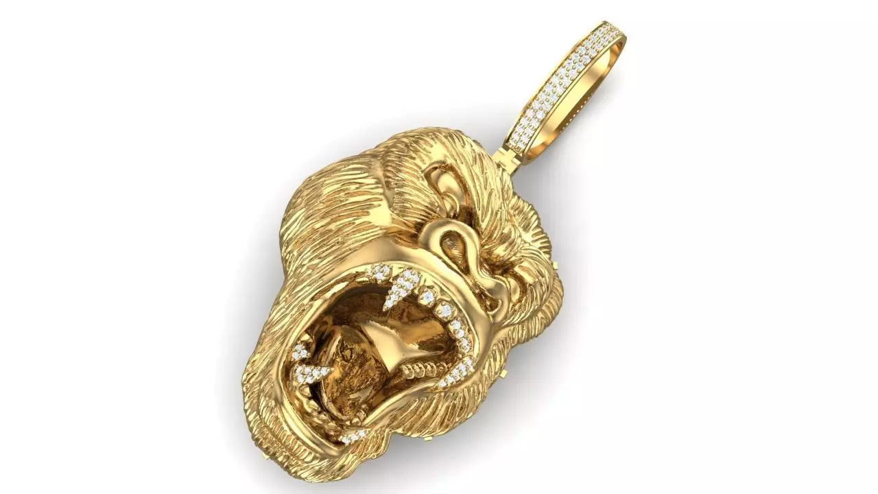 Angry gorilla face pendent  3D print model_0