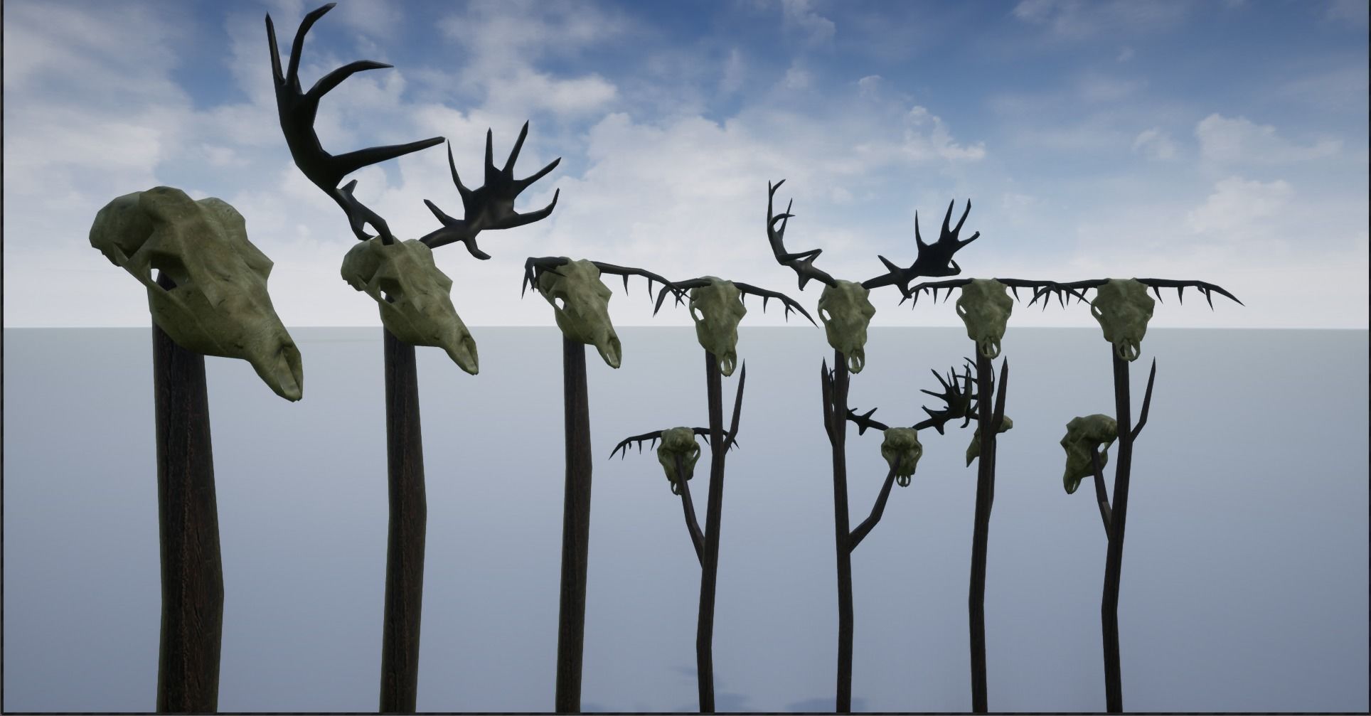 Animal Skulls On Spikes Low-poly 3D model_1