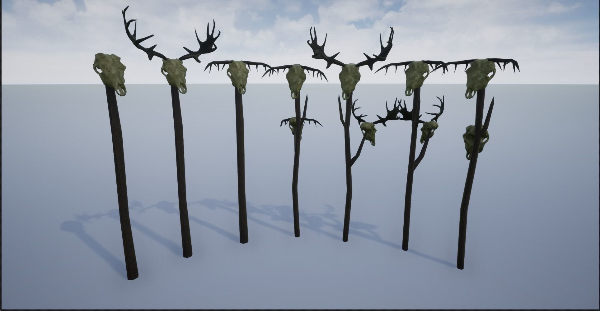 Animal Skulls On Spikes Low-poly 3D model_3
