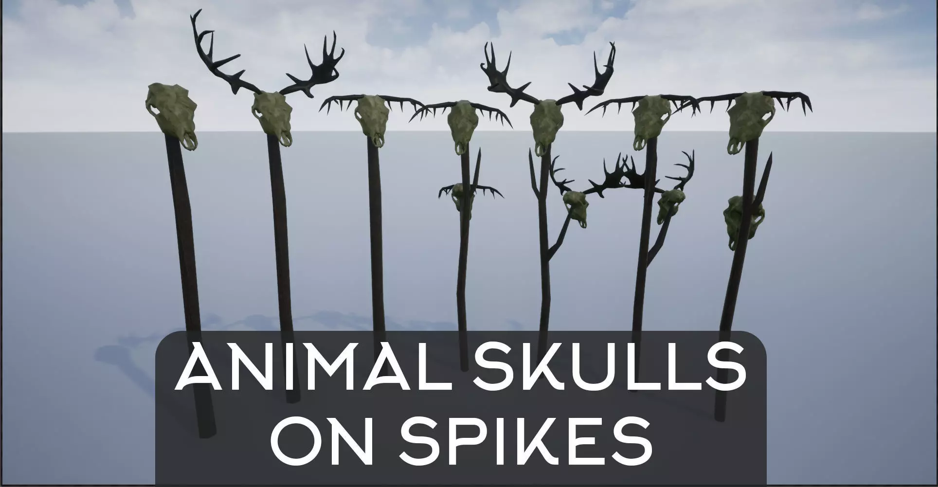 Animal Skulls On Spikes Low-poly 3D model_0