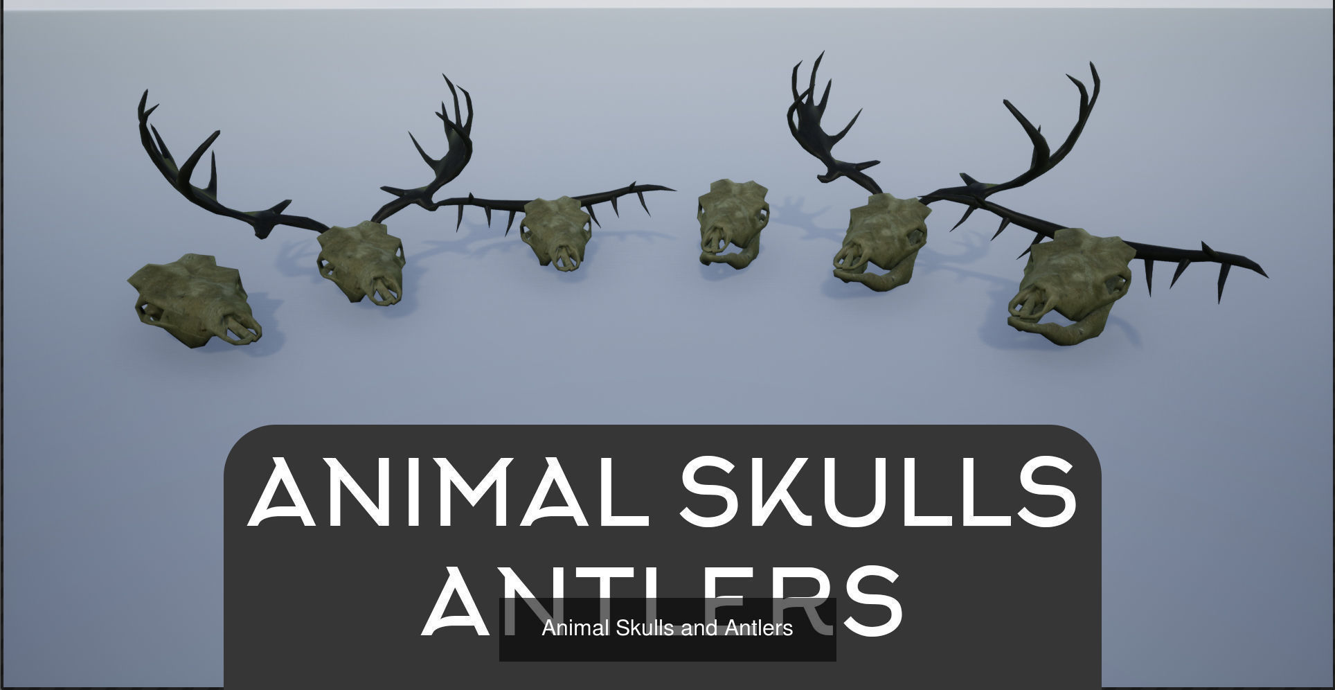 Animal Skulls and Antlers on Spikes 3D Model Collection_1