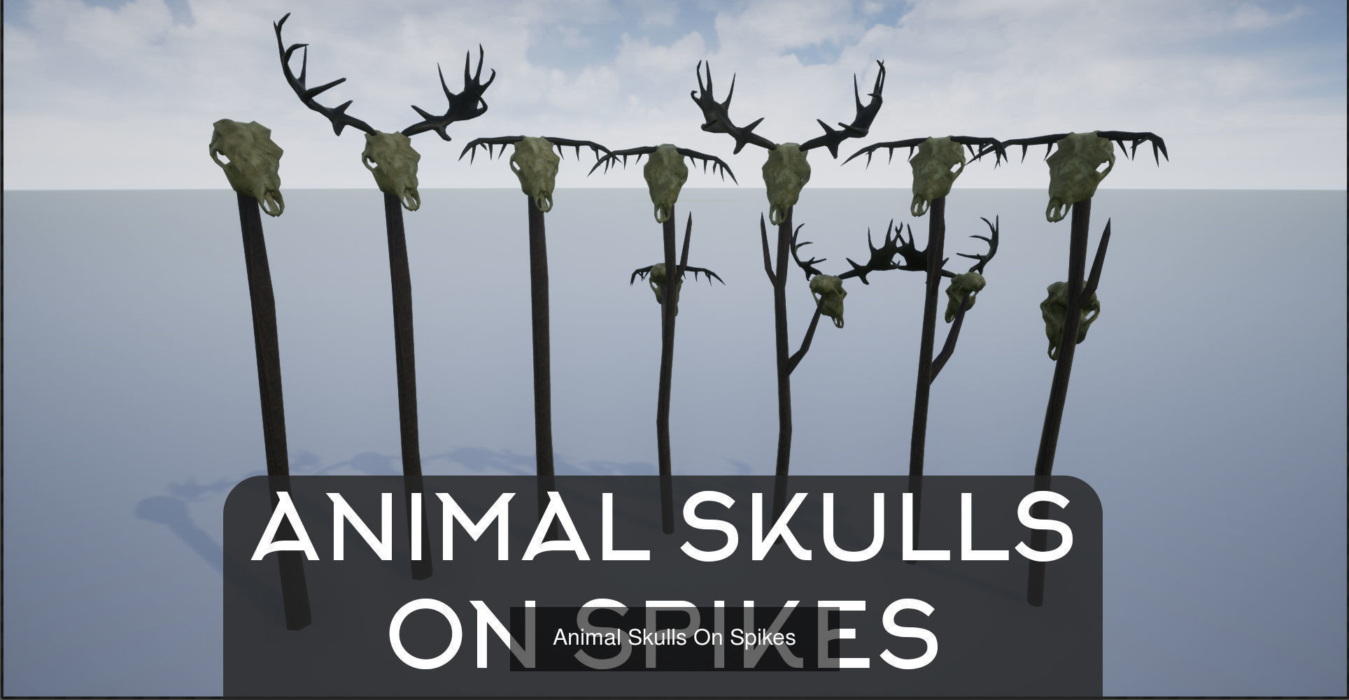 Animal Skulls and Antlers on Spikes 3D Model Collection_2
