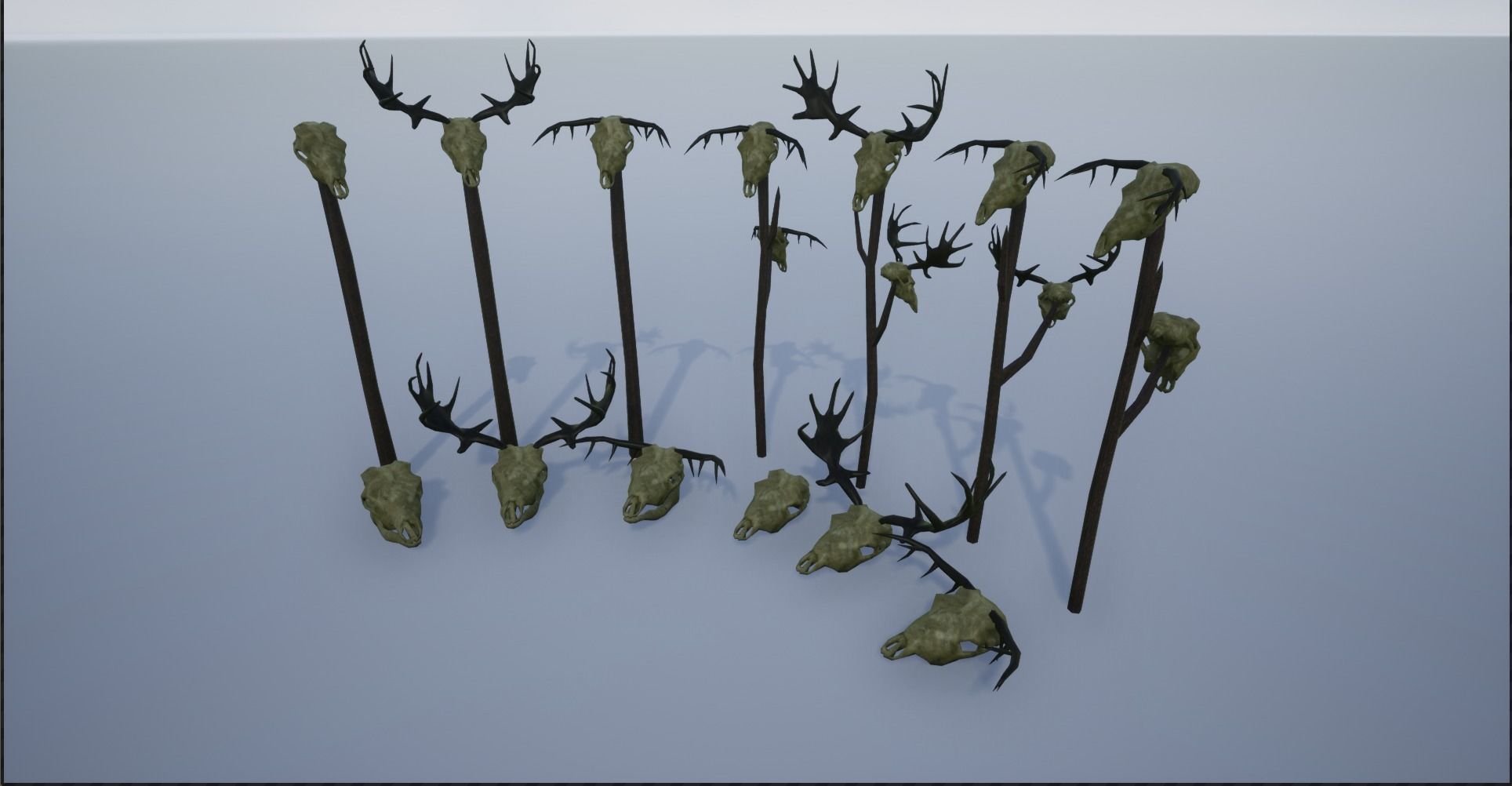 Animal Skulls and Antlers on Spikes 3D Model Collection_4