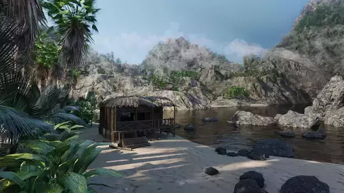 Tropical Island Scene 3D model