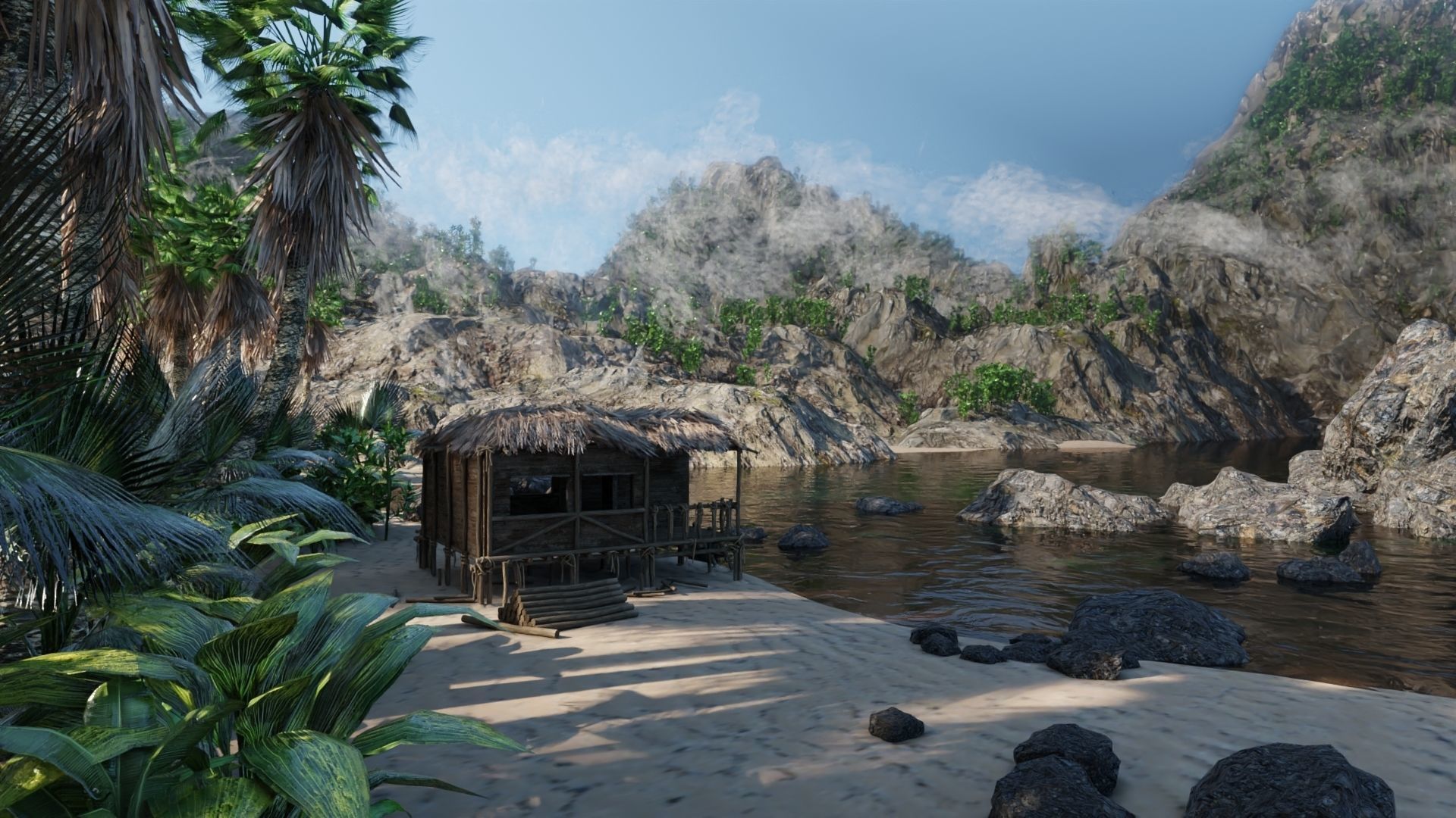 Tropical Island Scene 3D model_0