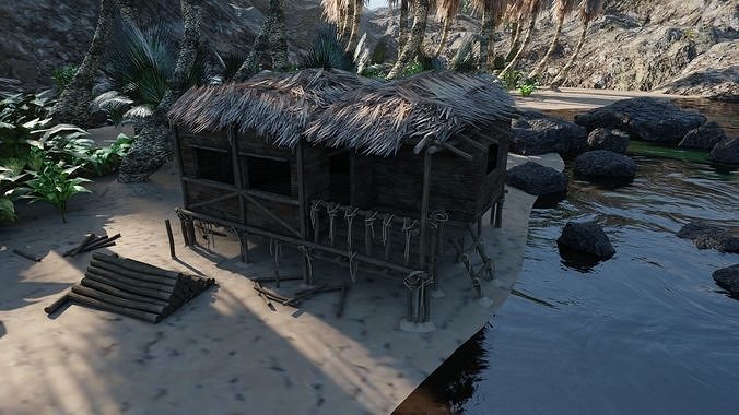 Tropical Island Scene 3D model 3