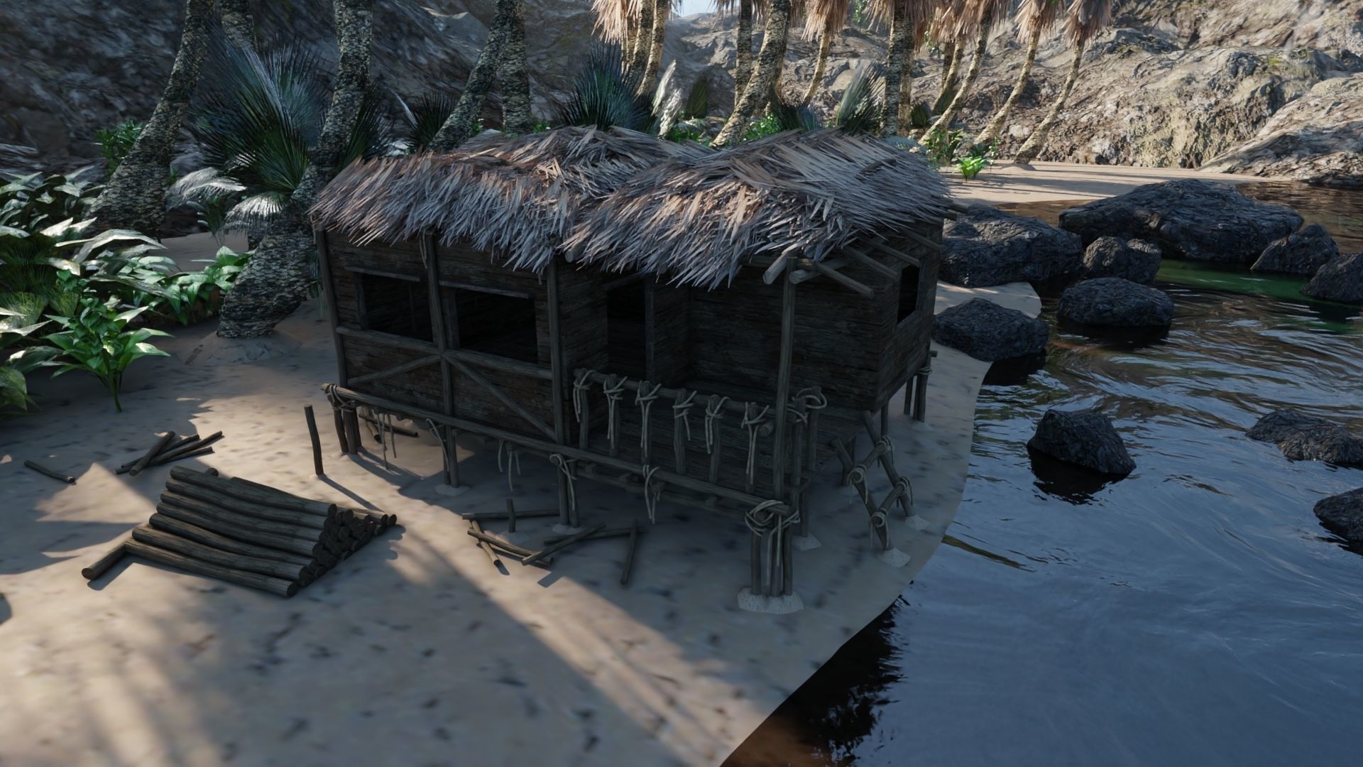 Tropical Island Scene 3D model_2