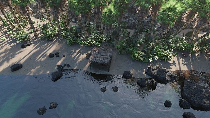 Tropical Island Scene 3D model 5