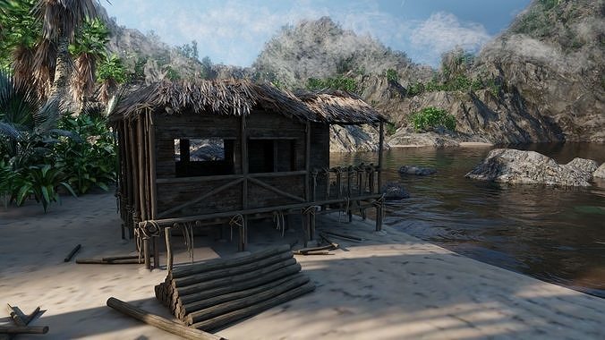 Tropical Island Scene 3D model 2