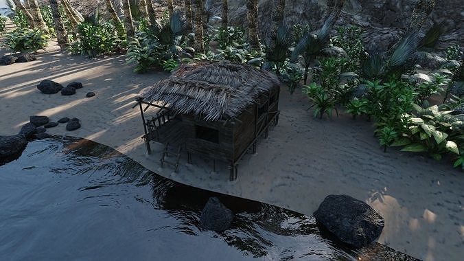 Tropical Island Scene 3D model 4