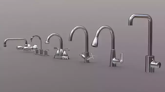 Faucet Collection Set chrome with two handles 3D model