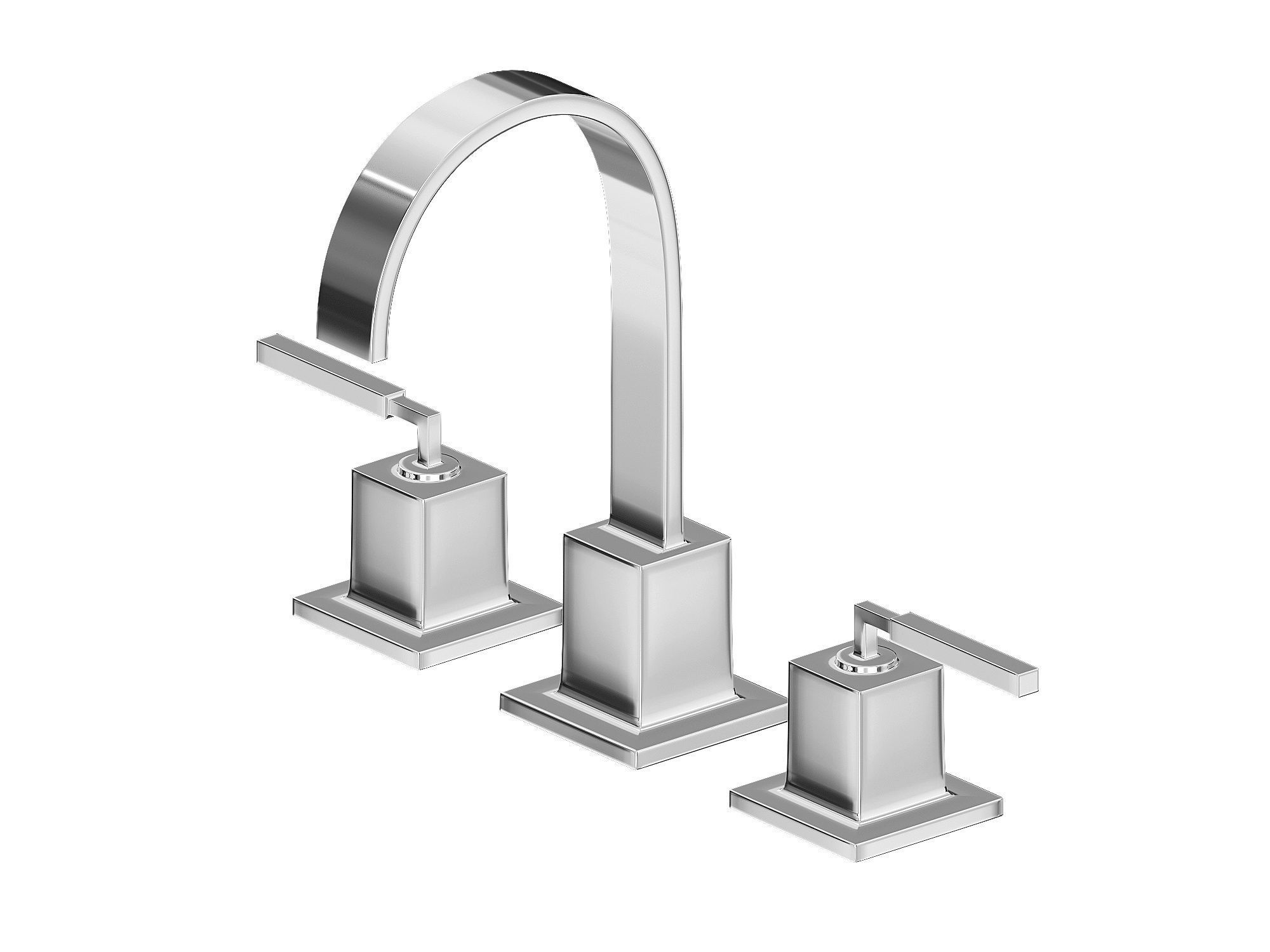 Faucet Collection Set chrome with two handles 3D model_3