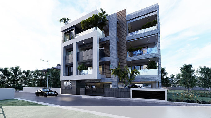MOL18 exterior of modern apartment building 3D model
