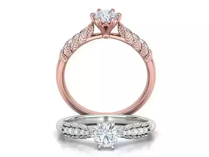 Solitaire Engagement ring Own design Nature style 3dmodel