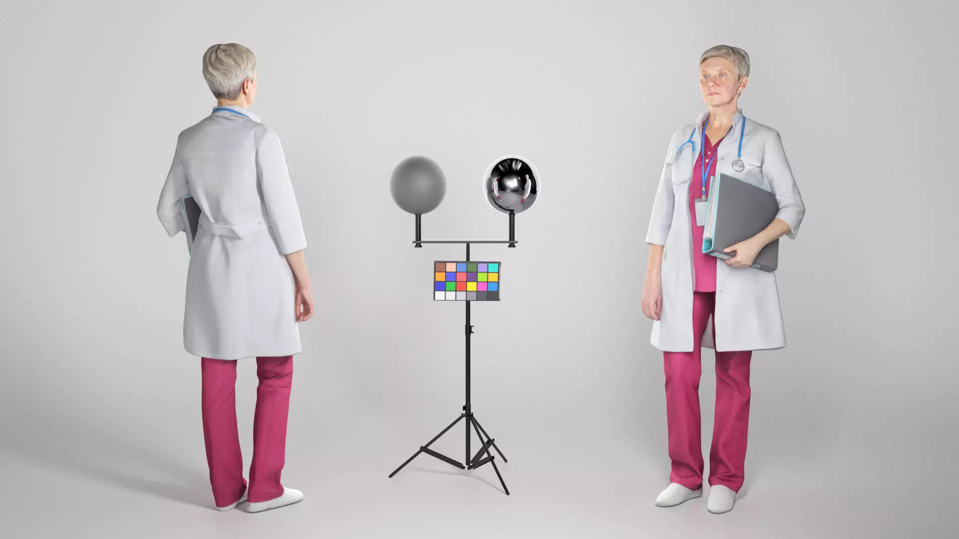 Female medical doctor with folder 255 Low-poly 3D model
