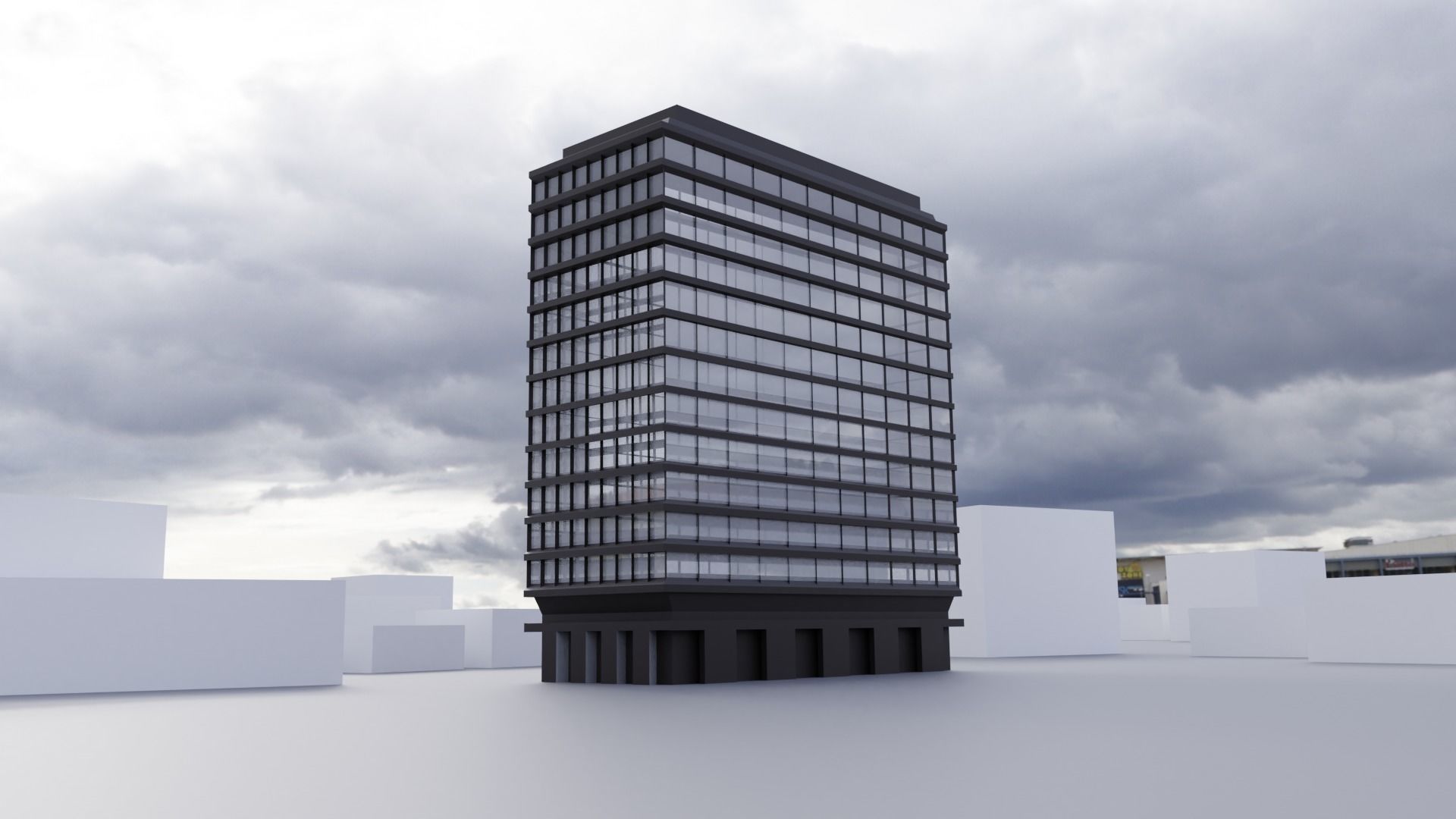 low poly buildings skyscrapers Low-poly 3D model_8