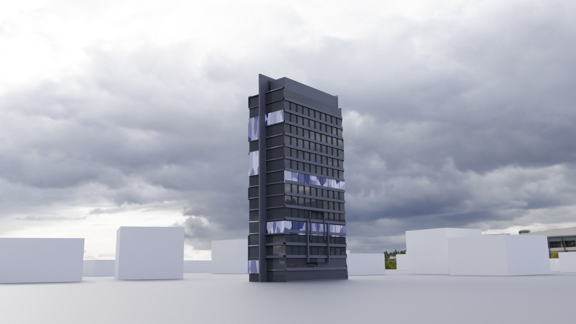 low poly buildings skyscrapers Low-poly 3D model_3