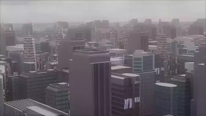 low poly buildings skyscrapers Low-poly 3D model