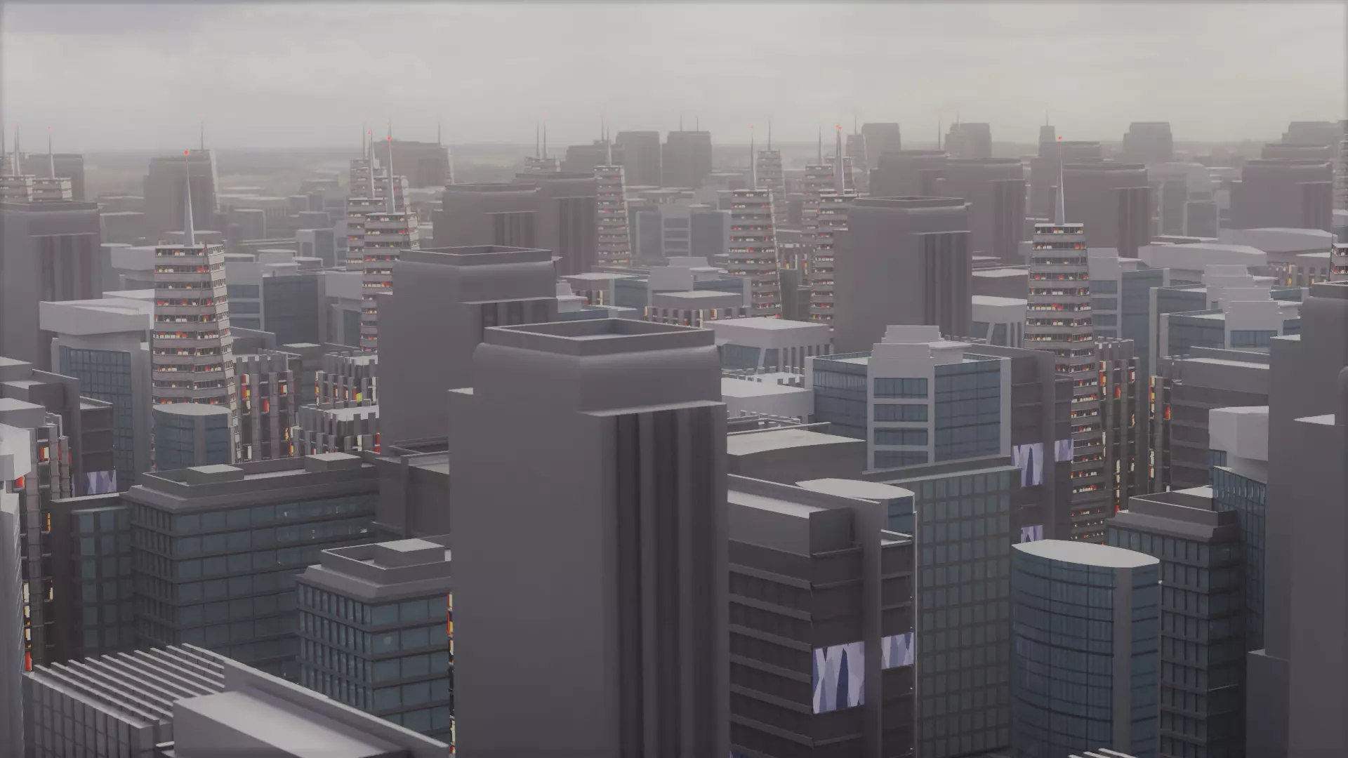 low poly buildings skyscrapers Low-poly 3D model_0