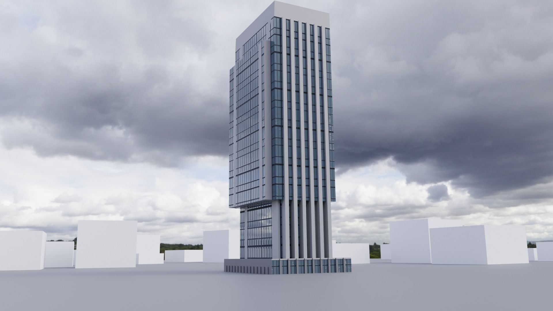 low poly buildings skyscrapers Low-poly 3D model_1