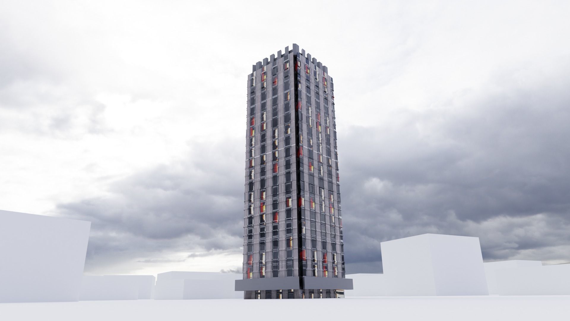 low poly buildings skyscrapers Low-poly 3D model_13