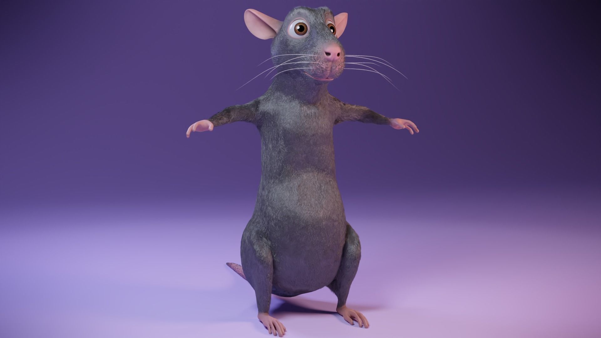 Cartoon Rat Low-poly 3D model_9