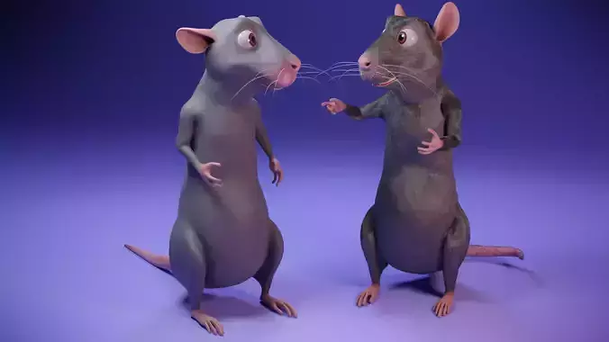 Cartoon Rat Low-poly 3D model