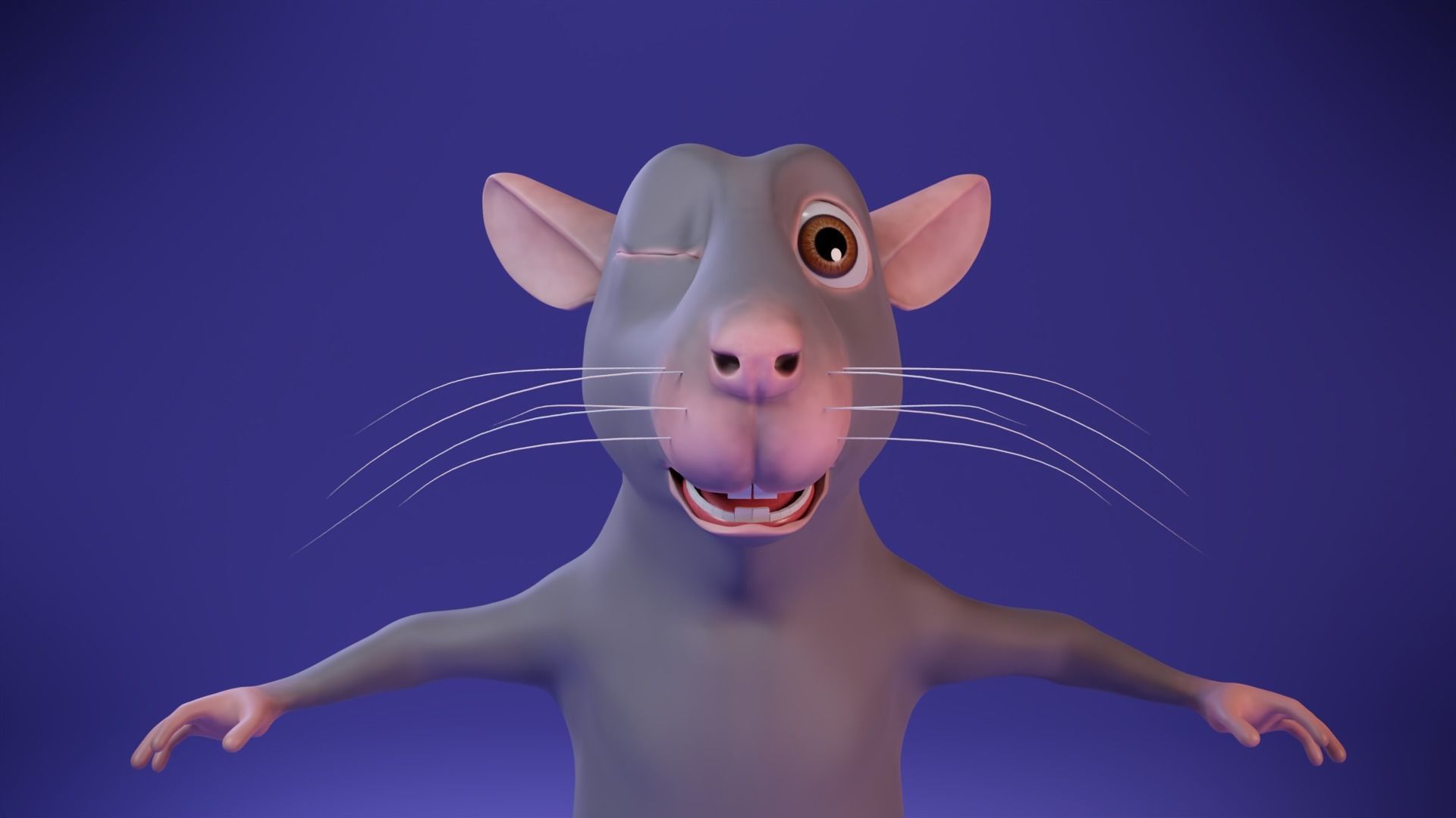 Cartoon Rat Low-poly 3D model_6