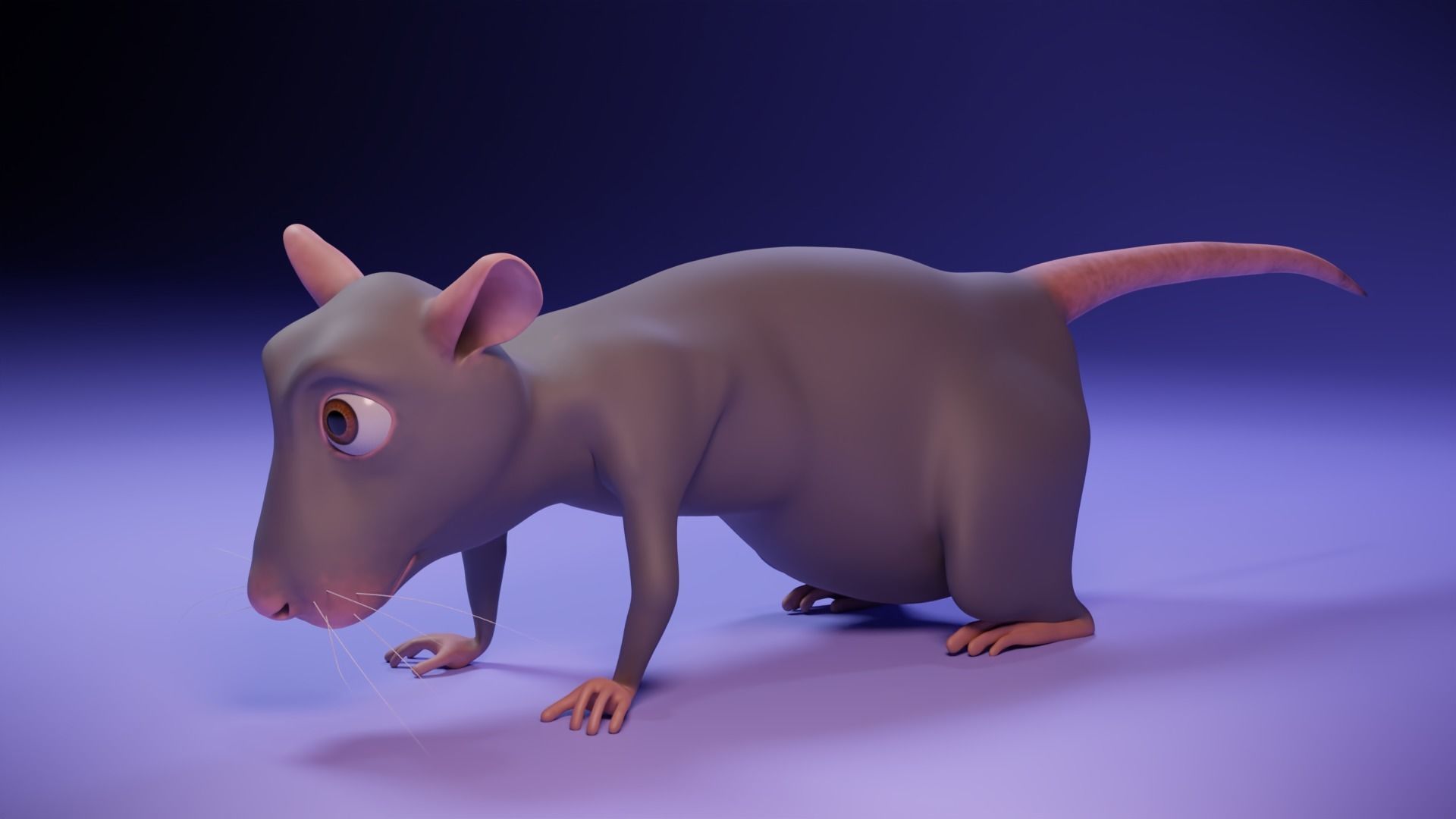 Cartoon Rat Low-poly 3D model_3