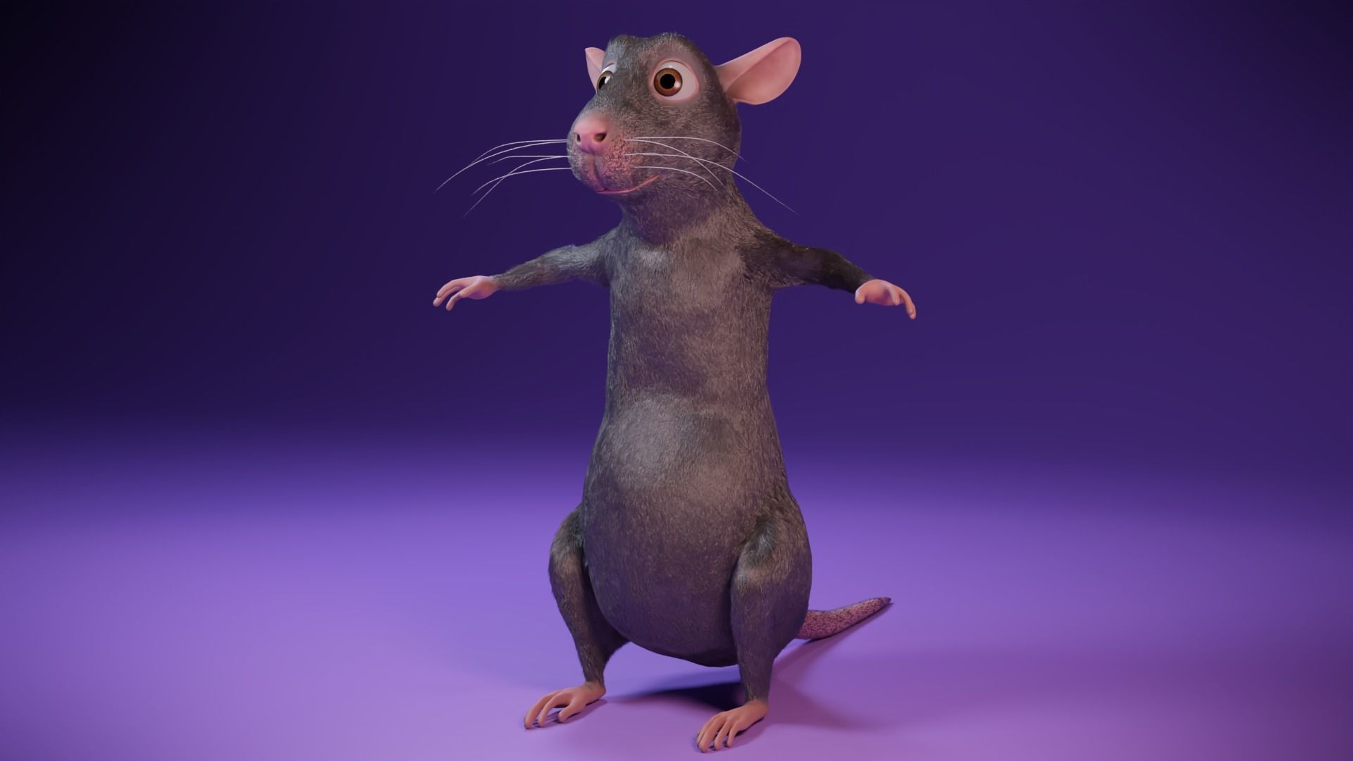 Cartoon Rat Low-poly 3D model_8
