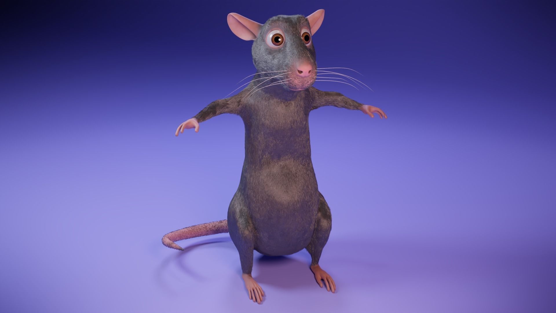 Cartoon Rat Low-poly 3D model_1