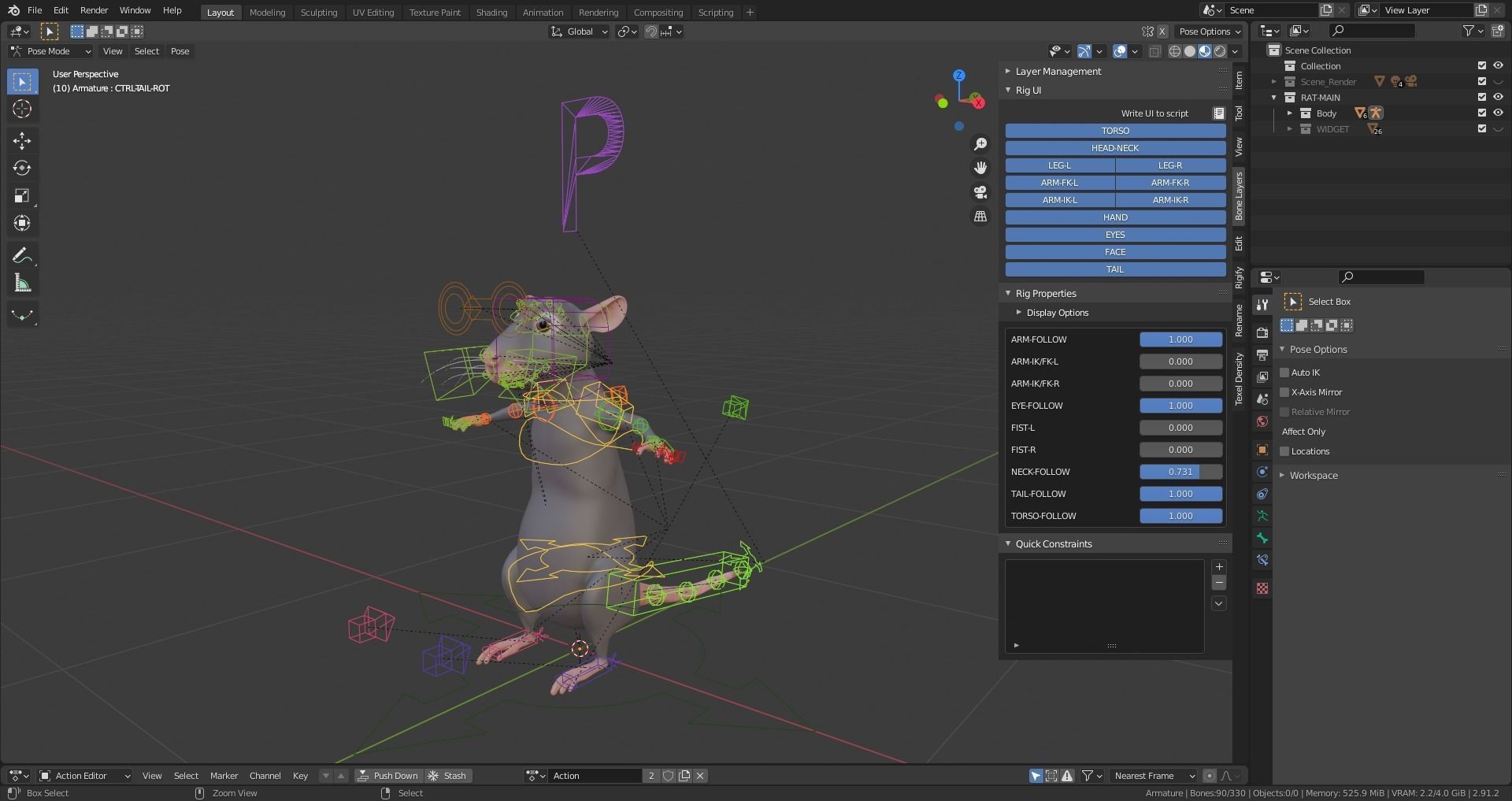 Cartoon Rat Low-poly 3D model_10