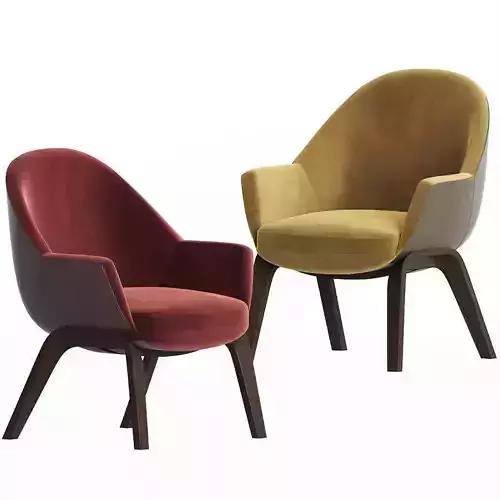 Thonet Fabric easy chair with Armrests 3D model