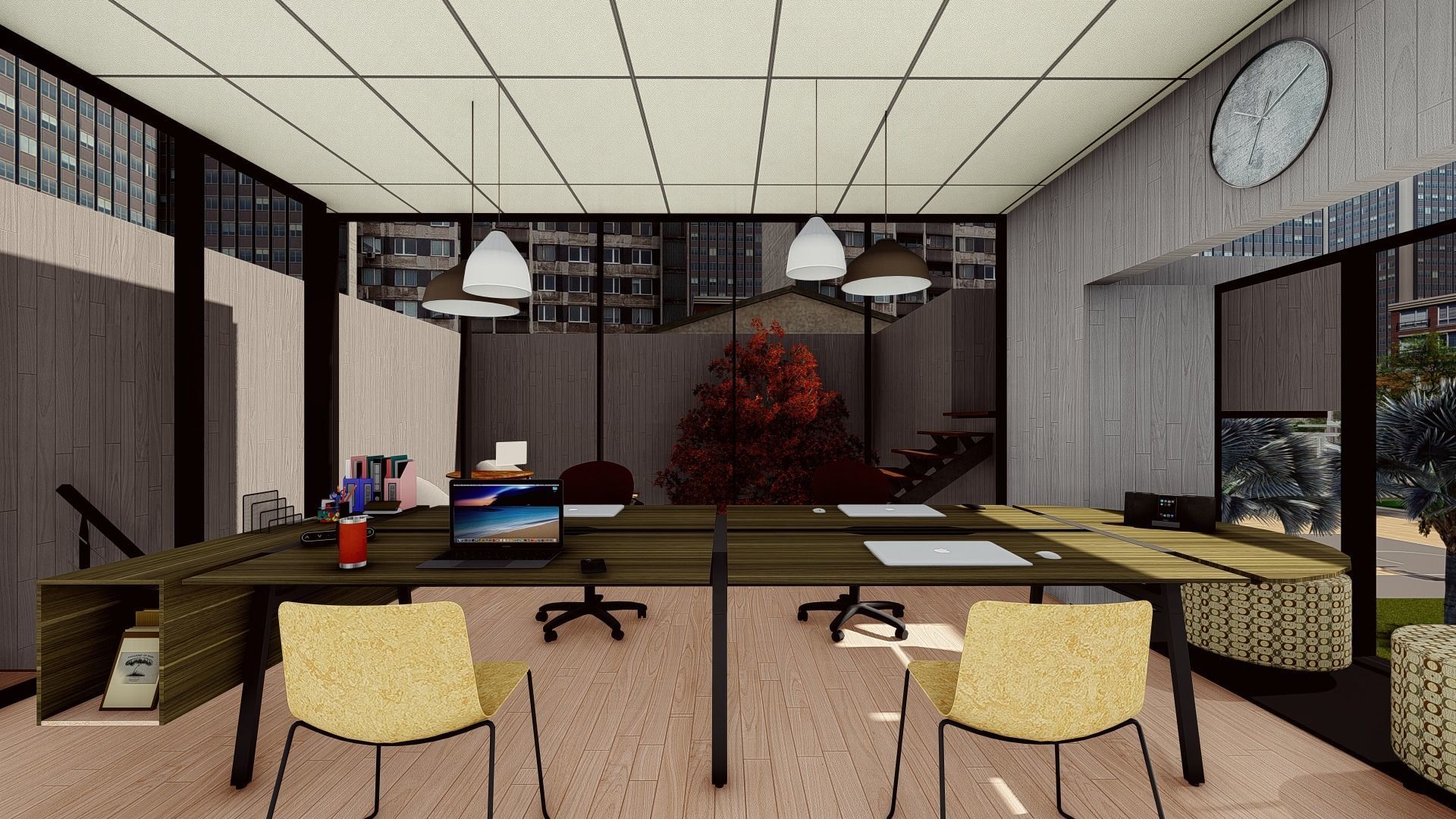 Simple Minimalist Office Setup 3D model_2