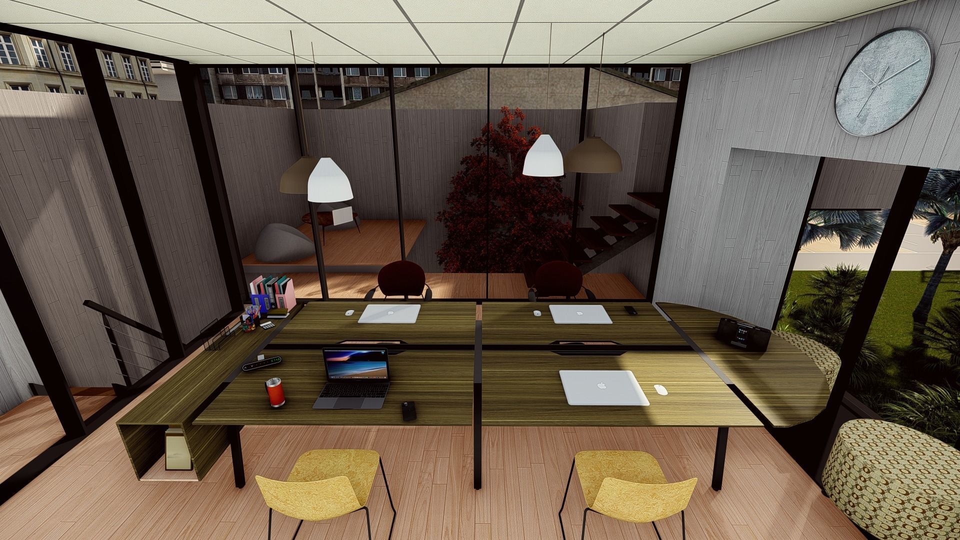 Simple Minimalist Office Setup 3D model_1