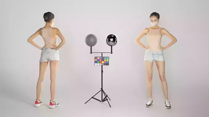 Beautiful young woman in short shorts 256