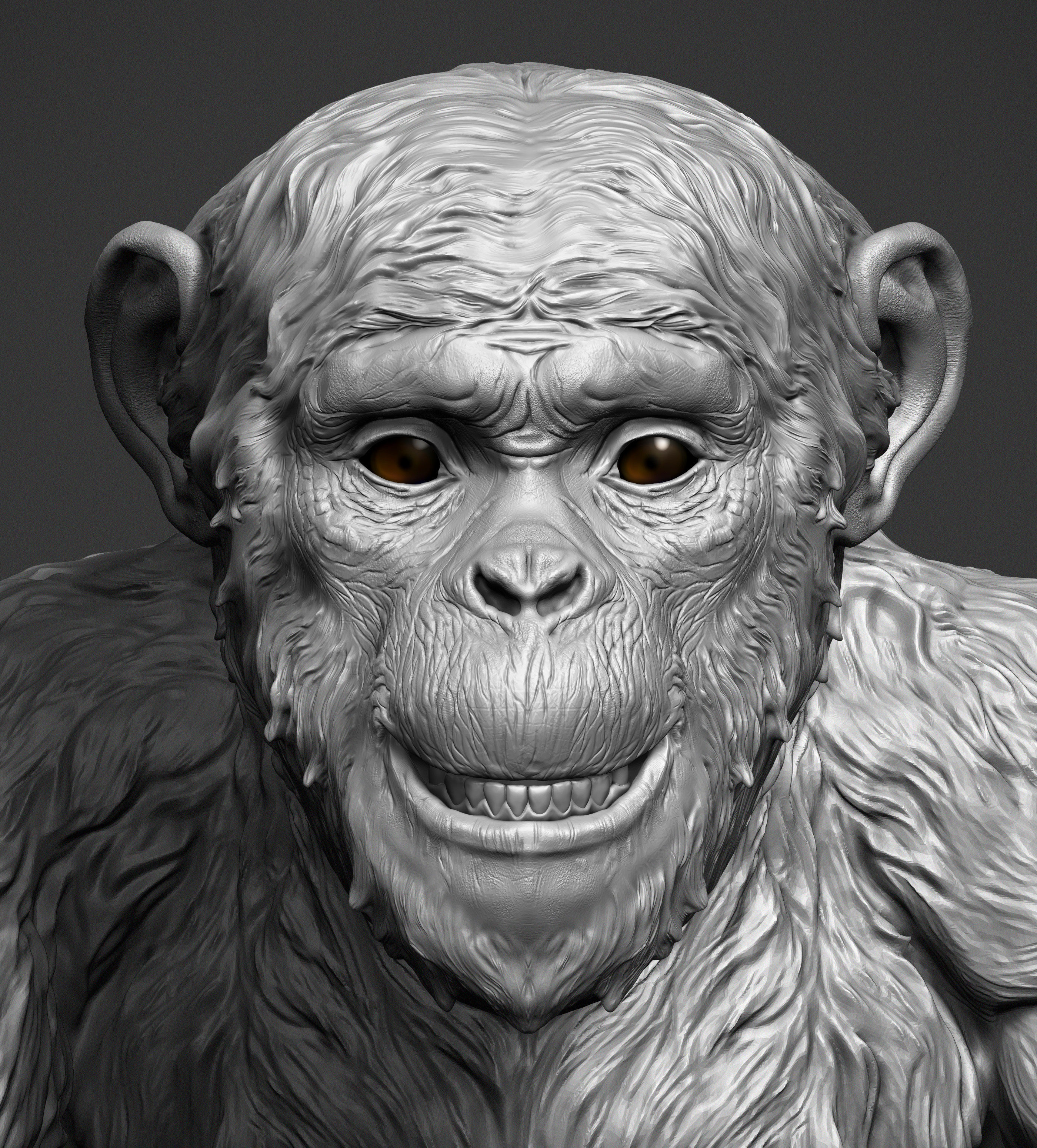 Monkey statue of holding gun 3D print model_1