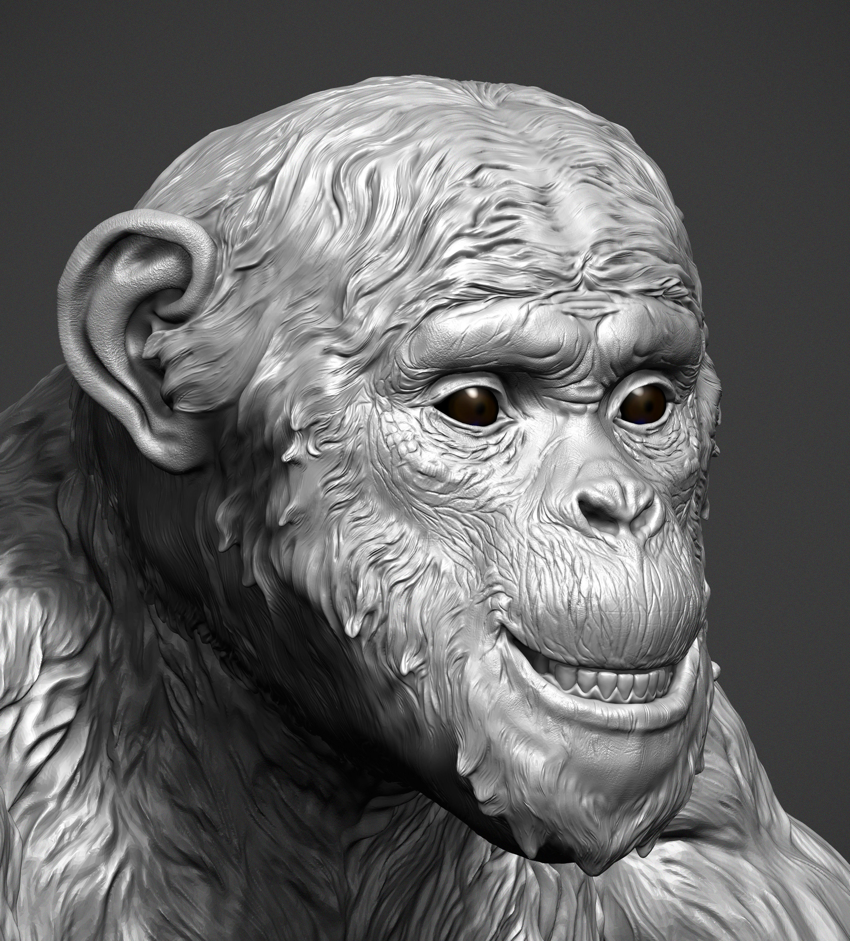 Monkey statue of holding gun 3D print model_3