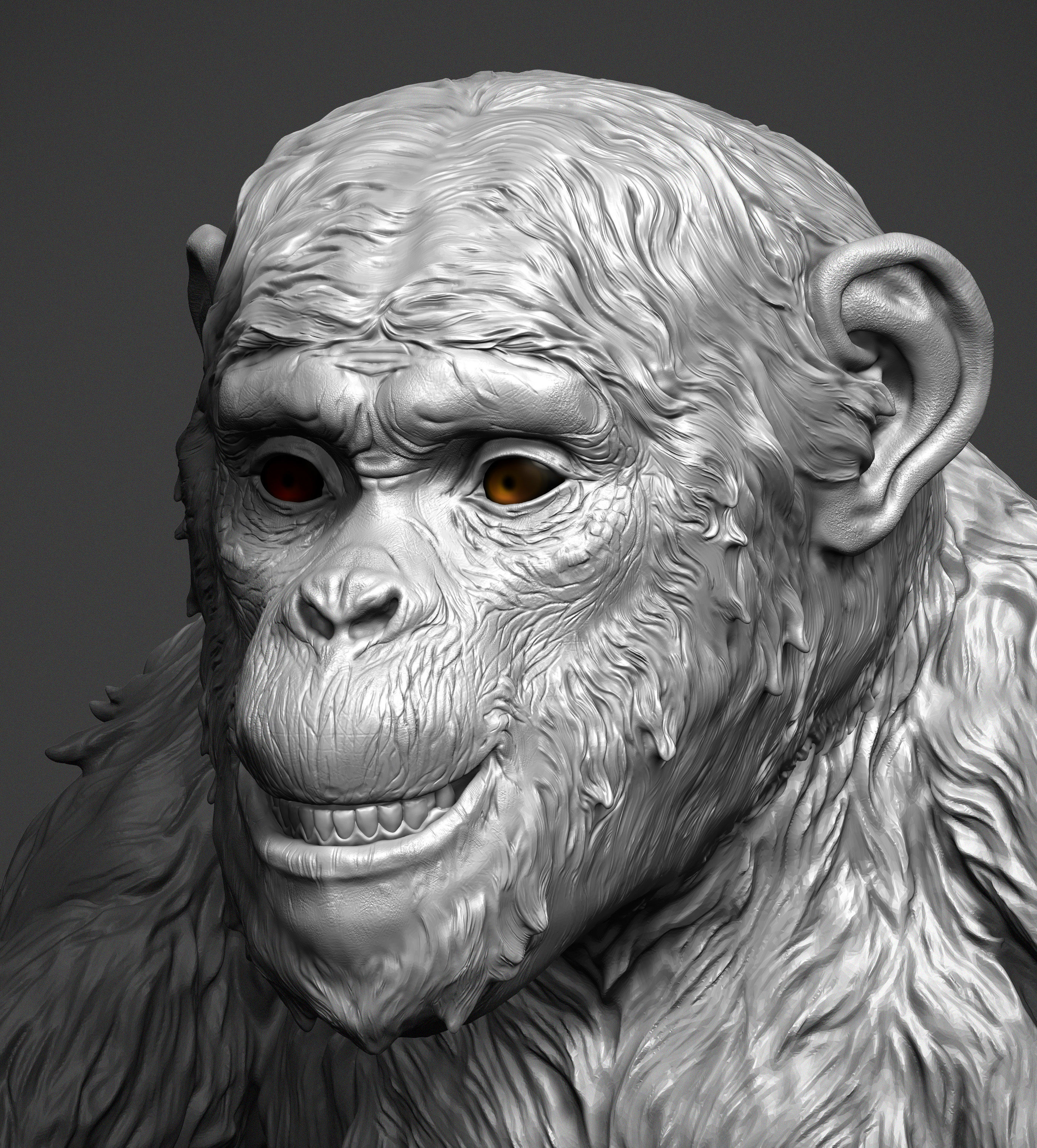 Monkey statue of holding gun 3D print model_2