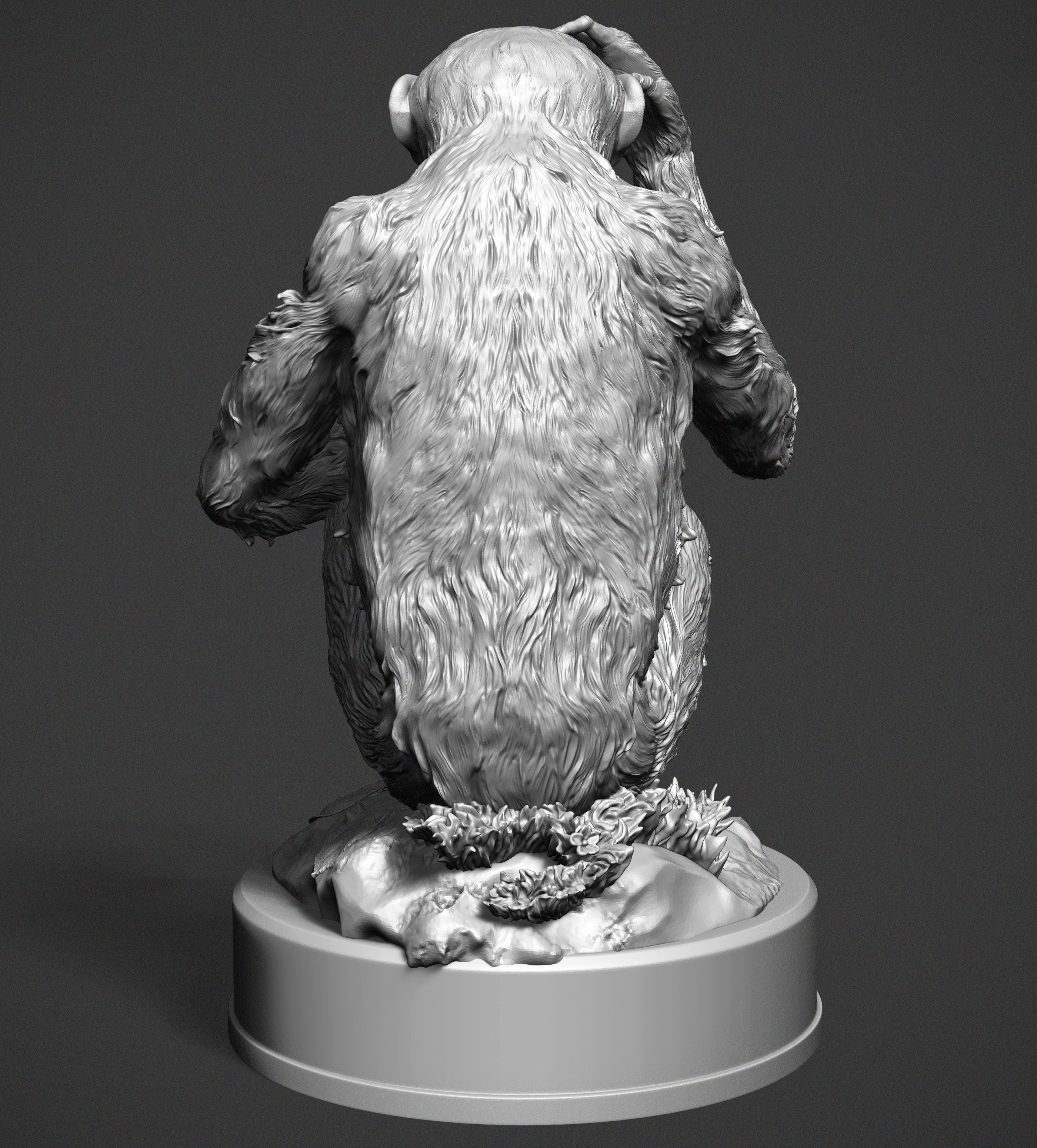 Monkey statue of holding gun 3D print model_9