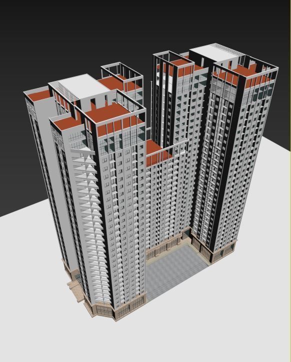 Building 3d model three tall buildings 3D model_3