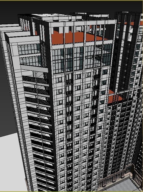 Building 3d model three tall buildings 3D model_5