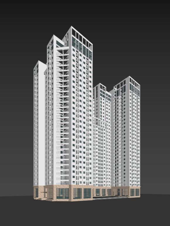 Building 3d model three tall buildings 3D model_1