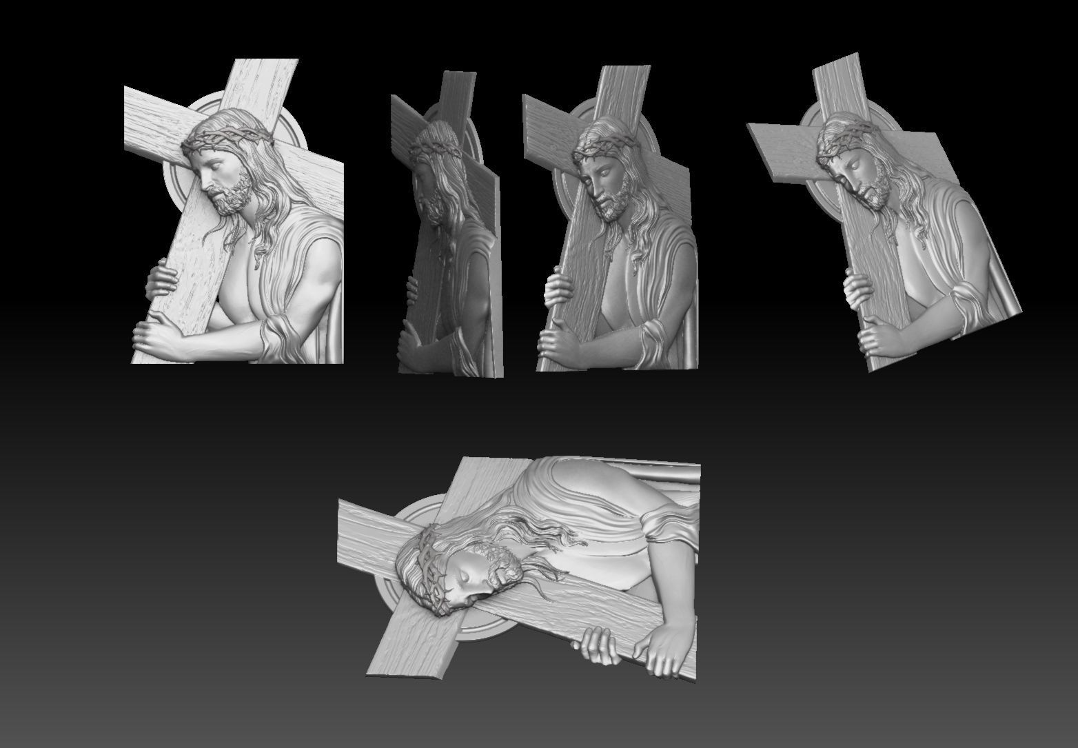 Jesus Carrying The Cross cnc model bas relief 3D print model_2