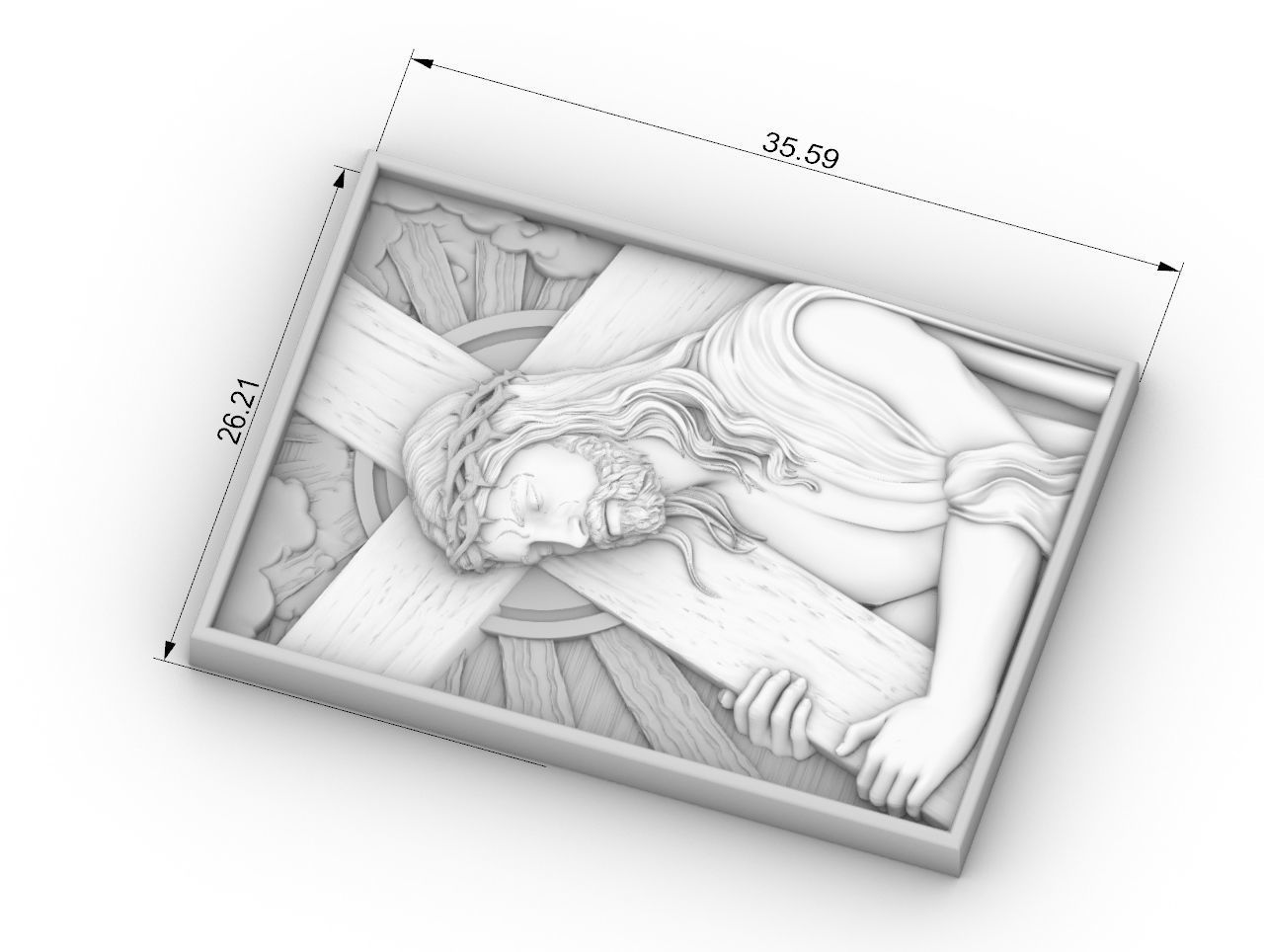 Jesus Carrying The Cross cnc model bas relief 3D print model_4