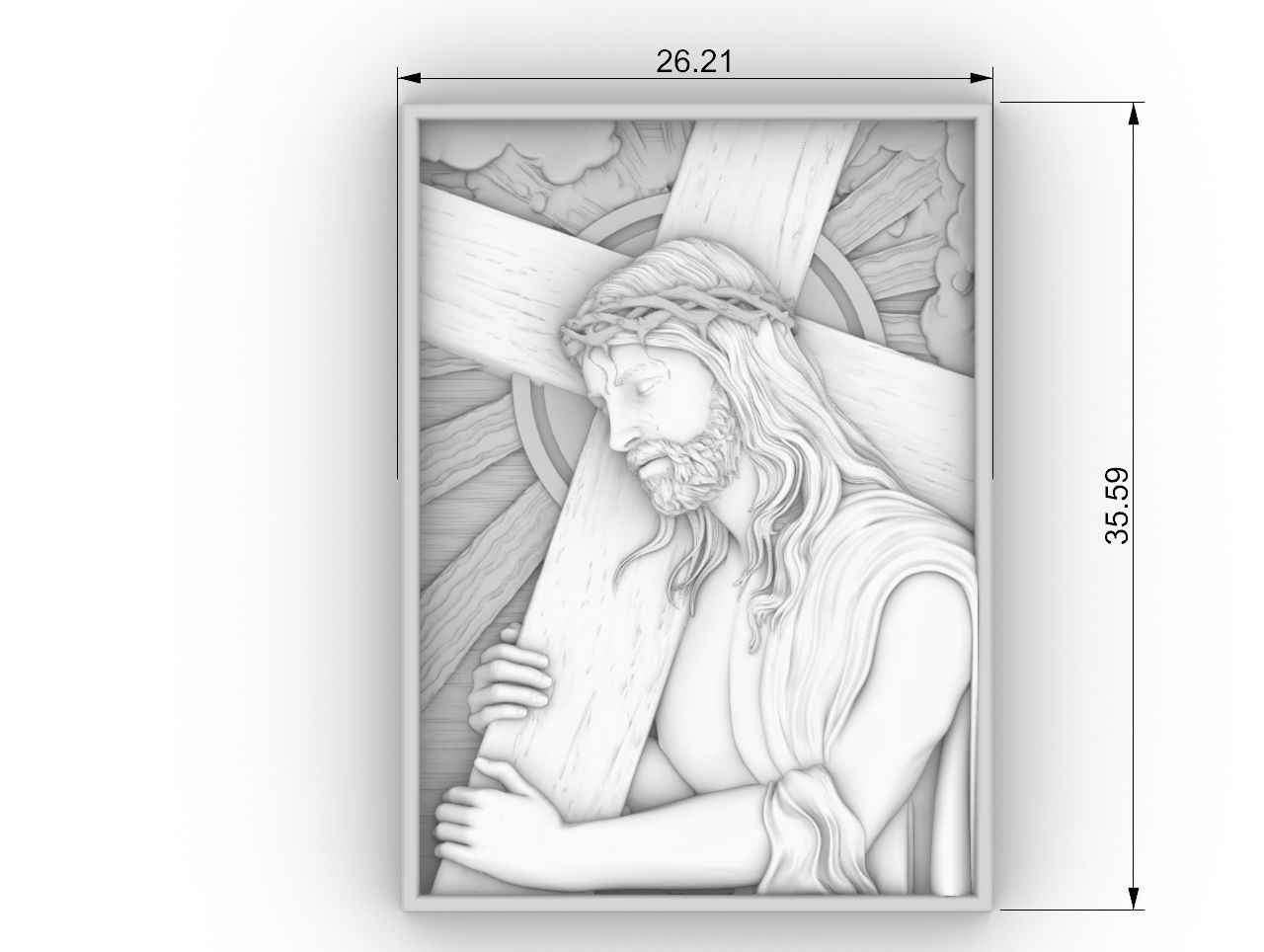 Jesus Carrying The Cross cnc model bas relief 3D print model_10