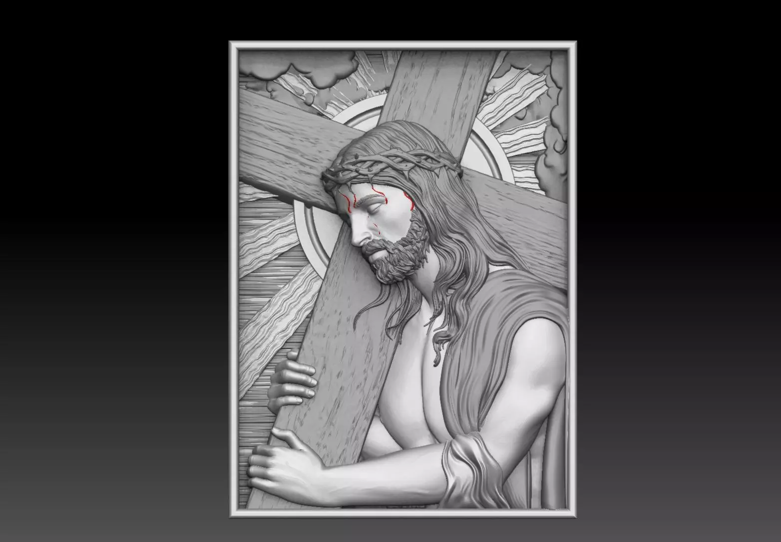 Jesus Carrying The Cross cnc model bas relief 3D print model_0